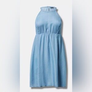 Torrid Mini Chambray Halter Hi-Low Dress